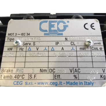 Motoreduktor CEG MT63A4-FHC 230/400V 0,14kW  60:1 NrZ177